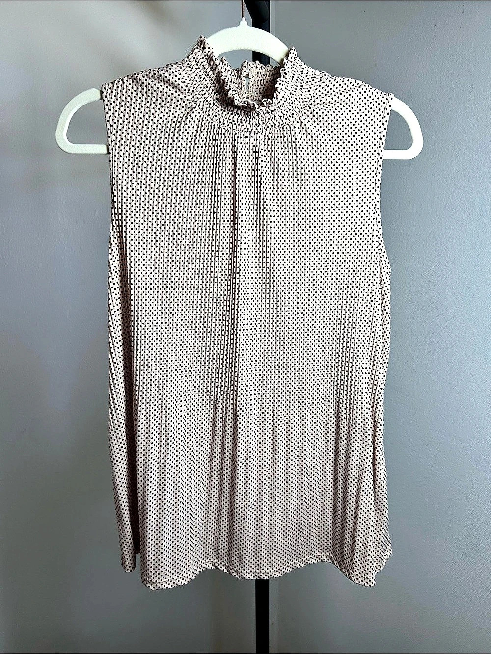 Adrianna Papell Polka Dot Blouse in Pink & Black Size Medium Like New